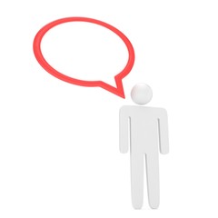 3d man with talk bubbles isolated over a white background. 3d rendering.