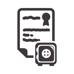 strongbox insurance seal stamp protection security accident icon. Flat and Isolated design. Vector illustration