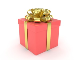 gift box with bows isolated on white. 3d rendering.