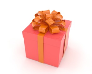 gift box with bows isolated on white. 3d rendering.