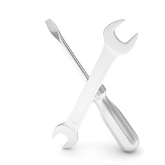 3D Illustration Wrench and screwdriver, service concept