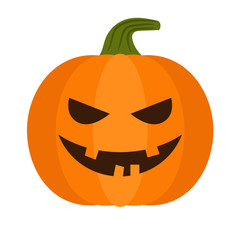 Cartoon halloween pumpkin. Vector pumpkin with sinister smiling face isolated on white background