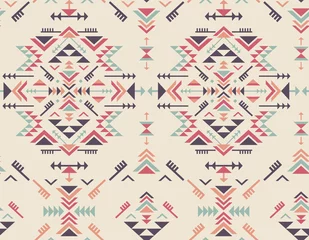 Foto op Plexiglas Etnische stijl Kleurrijk etnisch naadloos patroon met geometrische vormen.