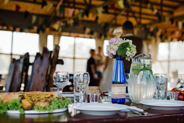 served table in a restaurant before the big party