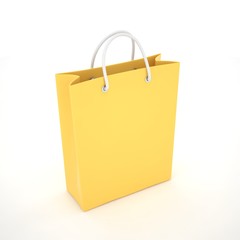 Paper Shopping Bag isolated on white background. 3d rendering.