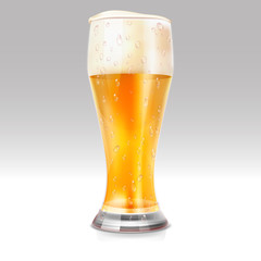 Realistic glass with light beer vector illustration