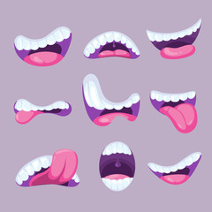 Obraz premium Cartoon mouths expressions vector set