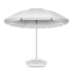 White outdoor beach, garden umbrella, parasol - obrazy, fototapety, plakaty