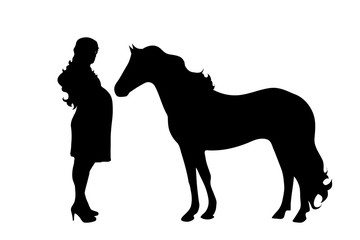 Vector silhouette of pregnant woman.