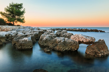 Morning before the sunrise on Croatian coast near Umag