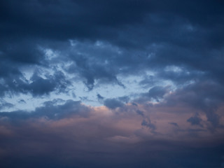 Dark clouds on rainy sky