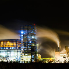 Petrochemical plant in night. Long exposure photography