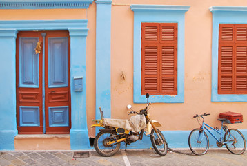 Fototapeta na wymiar Threadbare bike in Rhodes Greece