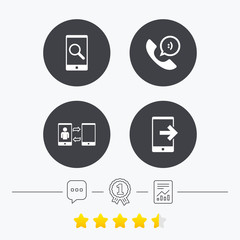 Phone icons. Call center support symbol.