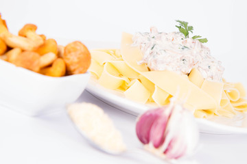 Pappardelle with chanterelle, creame and parmesan