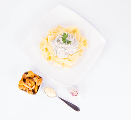 Pappardelle with chanterelle, creame and parmesan