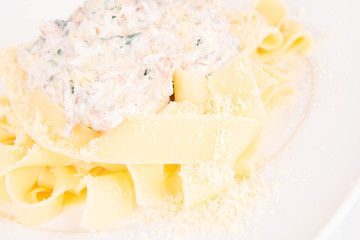 Pappardelle with chanterelle, creame and parmesan