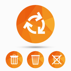 Recycle bin icons. Reuse or reduce symbol.