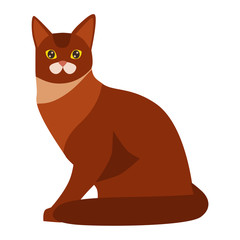 Cat cartoon style vector silhouette. Cute domestic cat animal sitting. Cartoon cat young adorable tail symbol playful. Cartoon funny domestic pussy kitty cat sit character