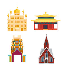 Chinese temple asia culture architecture and travel ancient building chinese temple. Chinese famous old structure temple, chinese religion. Beautiful china asia travel landmarks chinese temple vector.