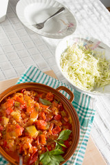 Stewed vegetables on a table