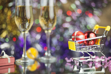 Christmas champagne and gifts