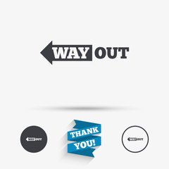 Way out left sign icon. Arrow symbol.