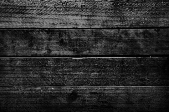 Dark black grunge texture wooden boards background