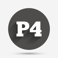 Parking fourth floor icon. Car parking P4 symbol