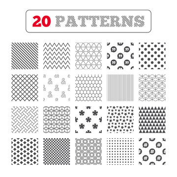 Quote, asterisk footnote icons. Hashtag symbol.