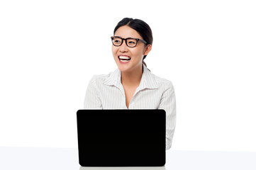 Business lady enjoying her work