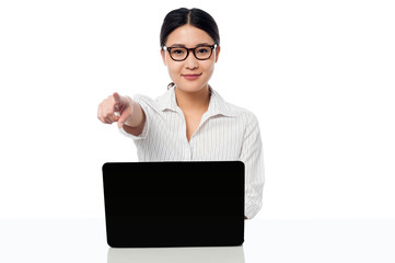 Smiling businesswoman at work