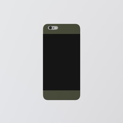Closeup One Blank Green Clean Template Cover Phone Plastic Case Smartphone Mockup.Generic Design Mobile Back Isolated Empty Background.Ready Corporate Logo Black Label Message.3d rendering.