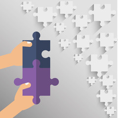 puzzle hand teamwork support collaborative cooperation work icon set. Colorful design. Vector illustration