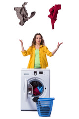 Woman feeling sressed after doing dirty laundry