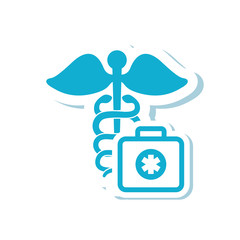 caduceus medical kit health care icon. Flat and Isolated design. Vector illustration