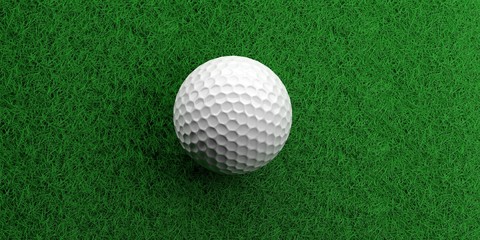 Golf ball on grass. 3d illustration
