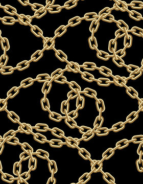 Vector seamless pattern of golden chains