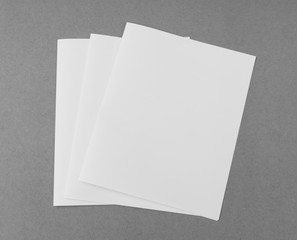 Bifold white template paper on gray background .
