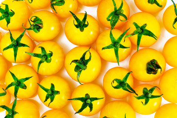 Fresh Yellow Cherry Tomato on Whyite Background