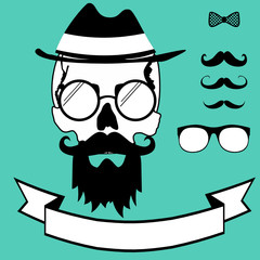 skull head hipster style pack in vector format