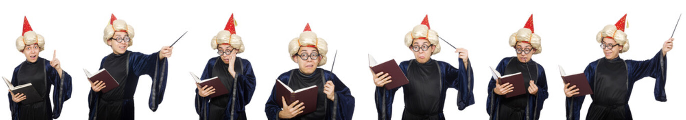 Funny wise wizard isolated on the white