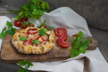 French biscuit with tomatos and cheese