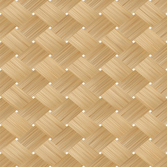 Bamboo wood texture. Wicker background. Vector seamless pattern