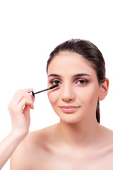 Fototapeta premium Beautiful woman during make-up cosmetics session