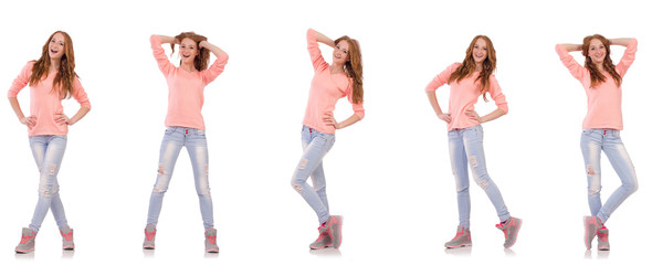 Fototapeta premium Young woman isolated on the white background