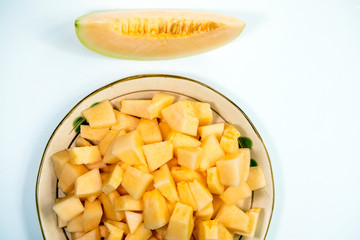 Small pieces of cantaloupe