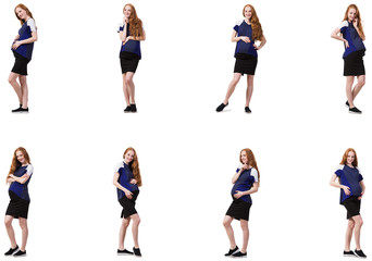 Pregnant woman in composite image isolated on white