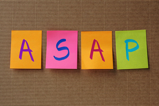 ASAP (As Soon As Possible) acronym on colorful sticky notes