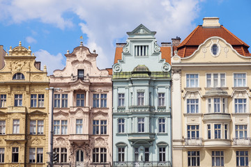 Fototapeta na wymiar Colorful architecture of Square of the Republic in Pilsen